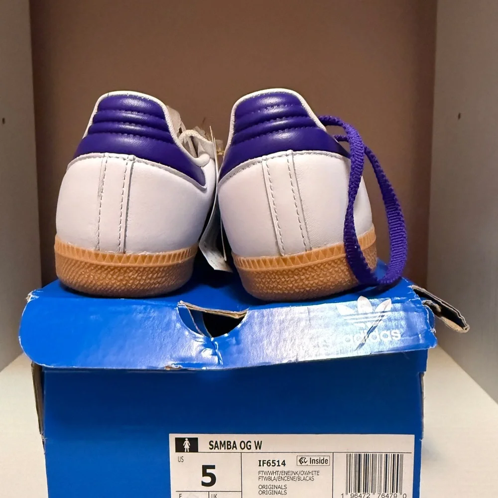 Adidas Samba White & blue Retro Leather women’s/big girls Sneakers - Picture 7 of 7